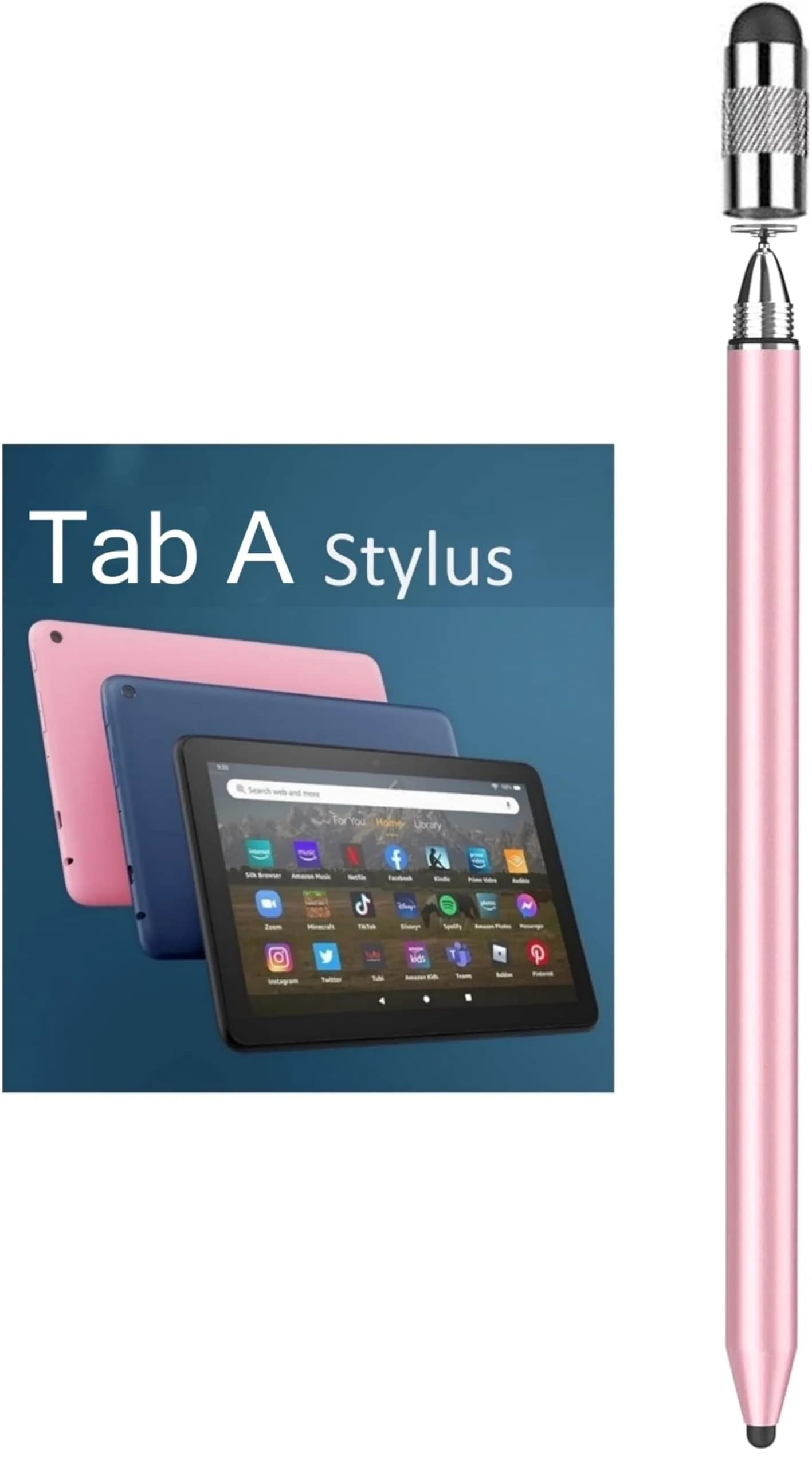 fllynewrite 3-in-1 Stylus Pen for Samsung Galaxy Tab A9+/A9/A8/A7/A7 Lite, iPad Pro/iPhone/Fire/Surface | Universal Touchscreen Input Pen (Black) — 3 in 1 RoseGold
