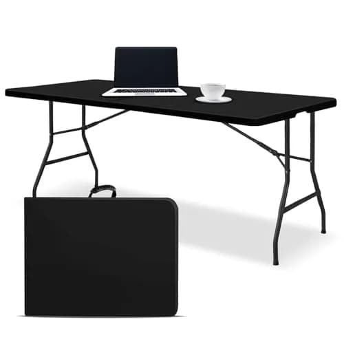 EconoHome 8ft Folding Table with Handle | Heavy-Duty Portable Indoor & Outdoor Table thumbnail 1