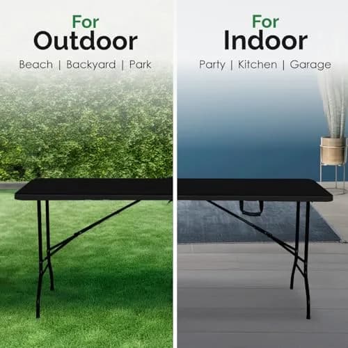 EconoHome 8ft Folding Table with Handle | Heavy-Duty Portable Indoor & Outdoor Table thumbnail 6