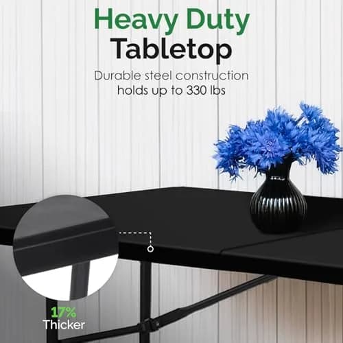 EconoHome 8ft Folding Table with Handle | Heavy-Duty Portable Indoor & Outdoor Table thumbnail 3