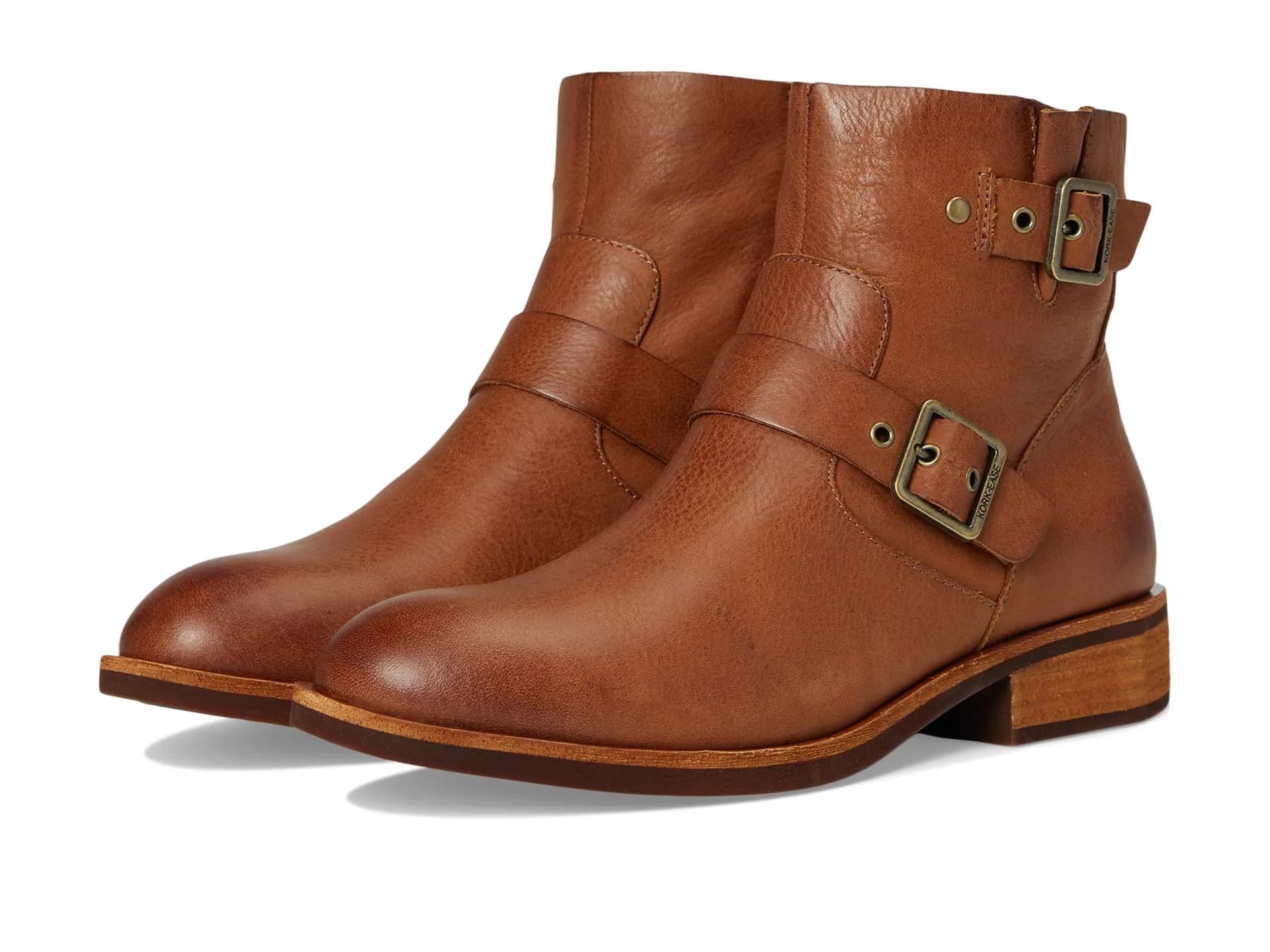 KORK-EASE Ellinor Women's Boot 9.5 Medium | Polished Leather Ankle Boot with Zipper & Buckled Straps — 6