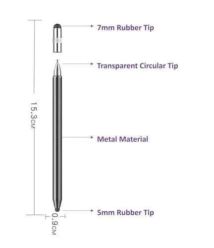 fllynewrite 3-in-1 Stylus Pen for Samsung Galaxy Tab A9+/A9/A8/A7/A7 Lite, iPad Pro/iPhone/Fire/Surface | Universal Touchscreen Input Pen (Black) thumbnail 3
