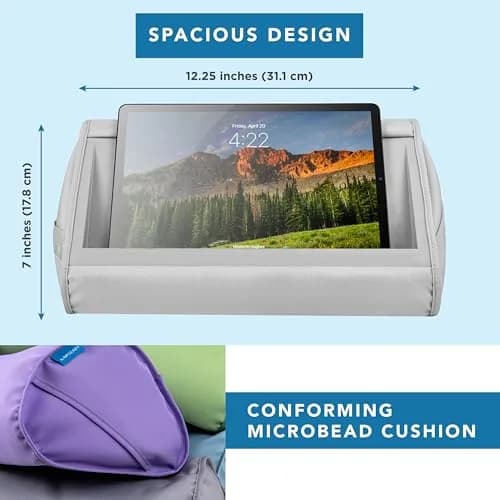 LapGear Tablet Pillow Stand Gray 11” Slot | Microbead Cushion for Hands-Free Use thumbnail 5