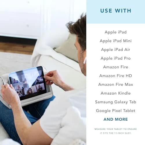 LapGear Tablet Pillow Stand Gray 11” Slot | Microbead Cushion for Hands-Free Use thumbnail 6