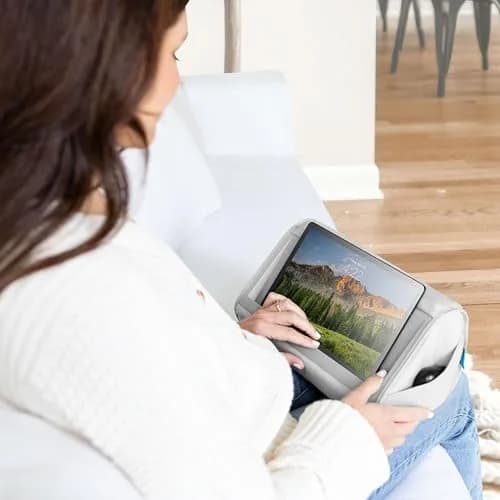 LapGear Tablet Pillow Stand Gray 11” Slot | Microbead Cushion for Hands-Free Use thumbnail 7