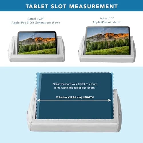 LapGear Tablet Pillow Stand Gray 11” Slot | Microbead Cushion for Hands-Free Use thumbnail 3