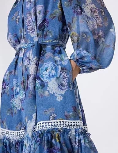 Kobi Halperin Women's Elisa Dress, Blue Multi, X-Small | Effortless luxury, flattering fit, imported from USA thumbnail 5