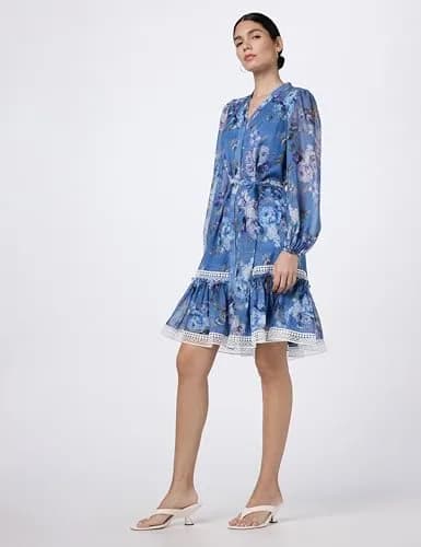 Kobi Halperin Women's Elisa Dress, Blue Multi, X-Small | Effortless luxury, flattering fit, imported from USA thumbnail 6