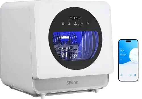 Silonn Portable Countertop Dishwasher with App Control, 5L Water Tank, 8 Wash Programs, 4 Place Settings | Compact & Smart thumbnail 1
