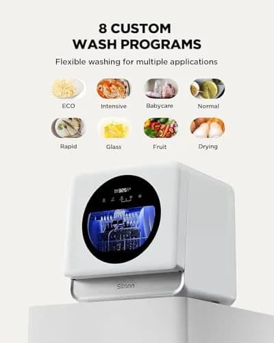 Silonn Portable Countertop Dishwasher with App Control, 5L Water Tank, 8 Wash Programs, 4 Place Settings | Compact & Smart thumbnail 5