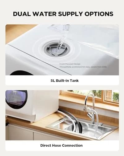 Silonn Portable Countertop Dishwasher with App Control, 5L Water Tank, 8 Wash Programs, 4 Place Settings | Compact & Smart thumbnail 6