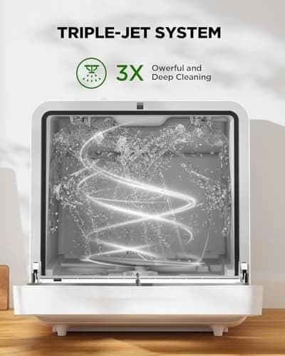 Silonn Portable Countertop Dishwasher with App Control, 5L Water Tank, 8 Wash Programs, 4 Place Settings | Compact & Smart thumbnail 3