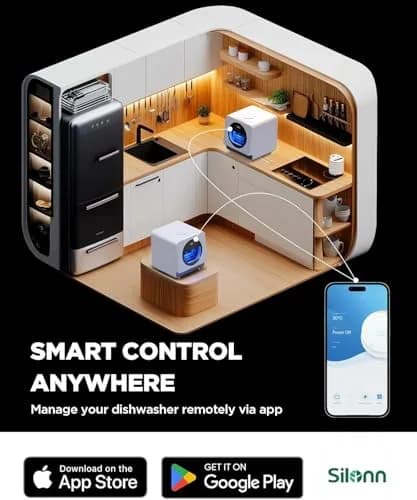 Silonn Portable Countertop Dishwasher with App Control, 5L Water Tank, 8 Wash Programs, 4 Place Settings | Compact & Smart thumbnail 4