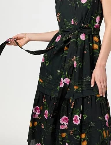 Kobi Halperin Women's Violet Dress, Black Multi, Medium | Sleeveless V-Neck Dress with Self-Tie, Fall Style thumbnail 5