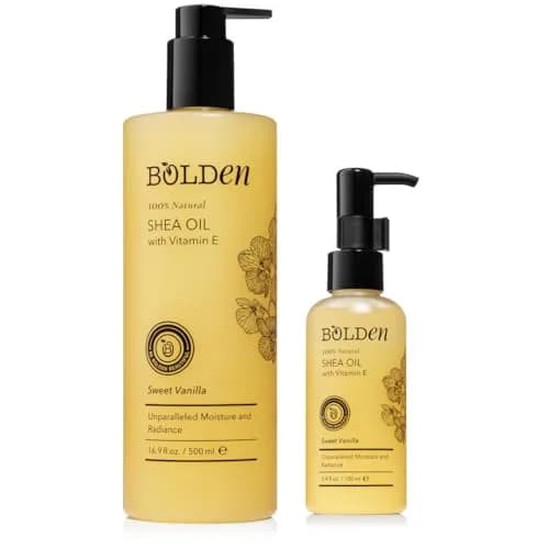 BOLDEN Sweet Vanilla Shea Body Oil with Vitamin E 499ml (16.9 Fl Oz) | Deeply Moisturizes Dry Skin, Helps Improve Stretch Marks & Scars thumbnail 4