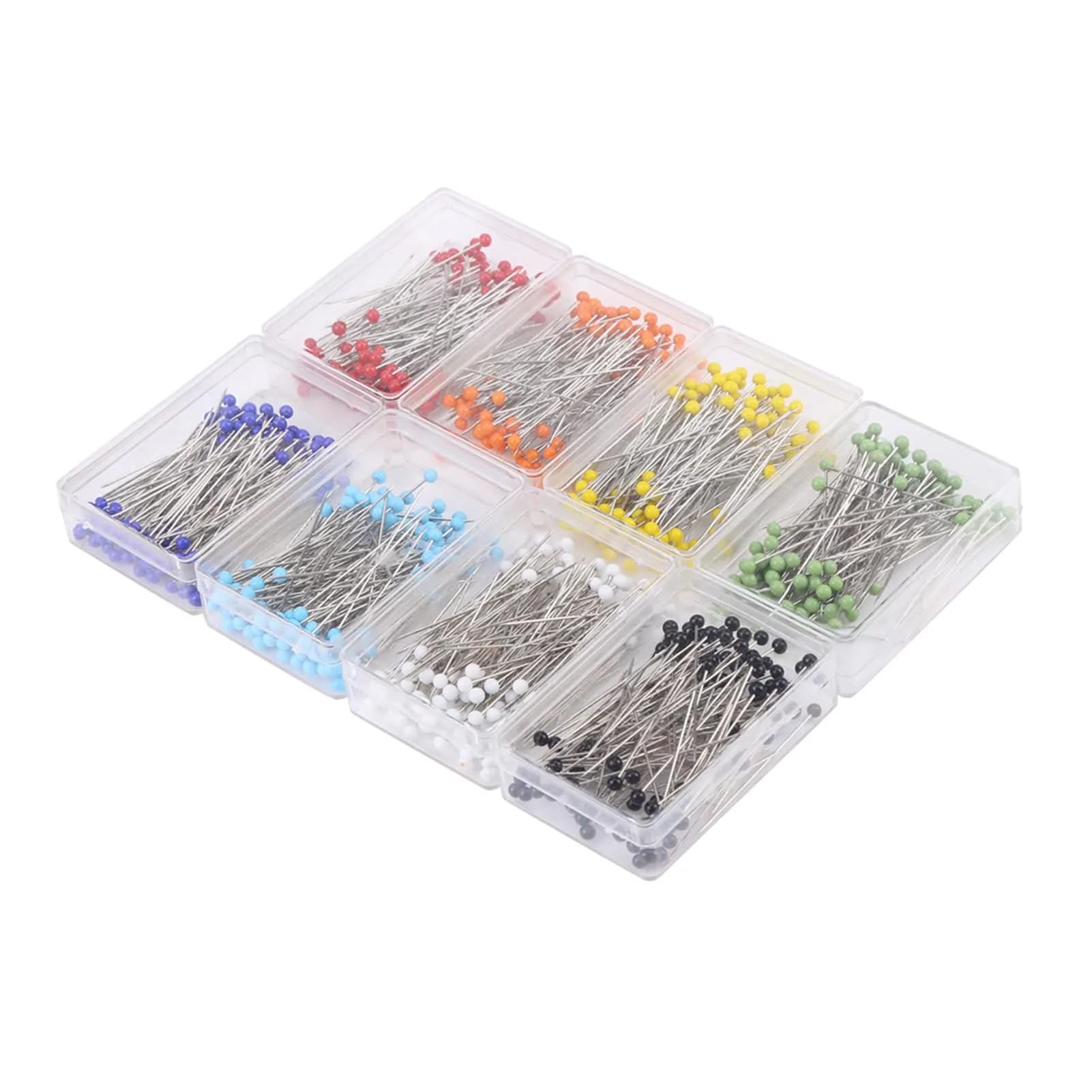 Zerodis Sharp Pin 30mm Multicolor Glass Ball Head Sewing Needles | Wide Application, 800/1000 pcs — 8 Colors