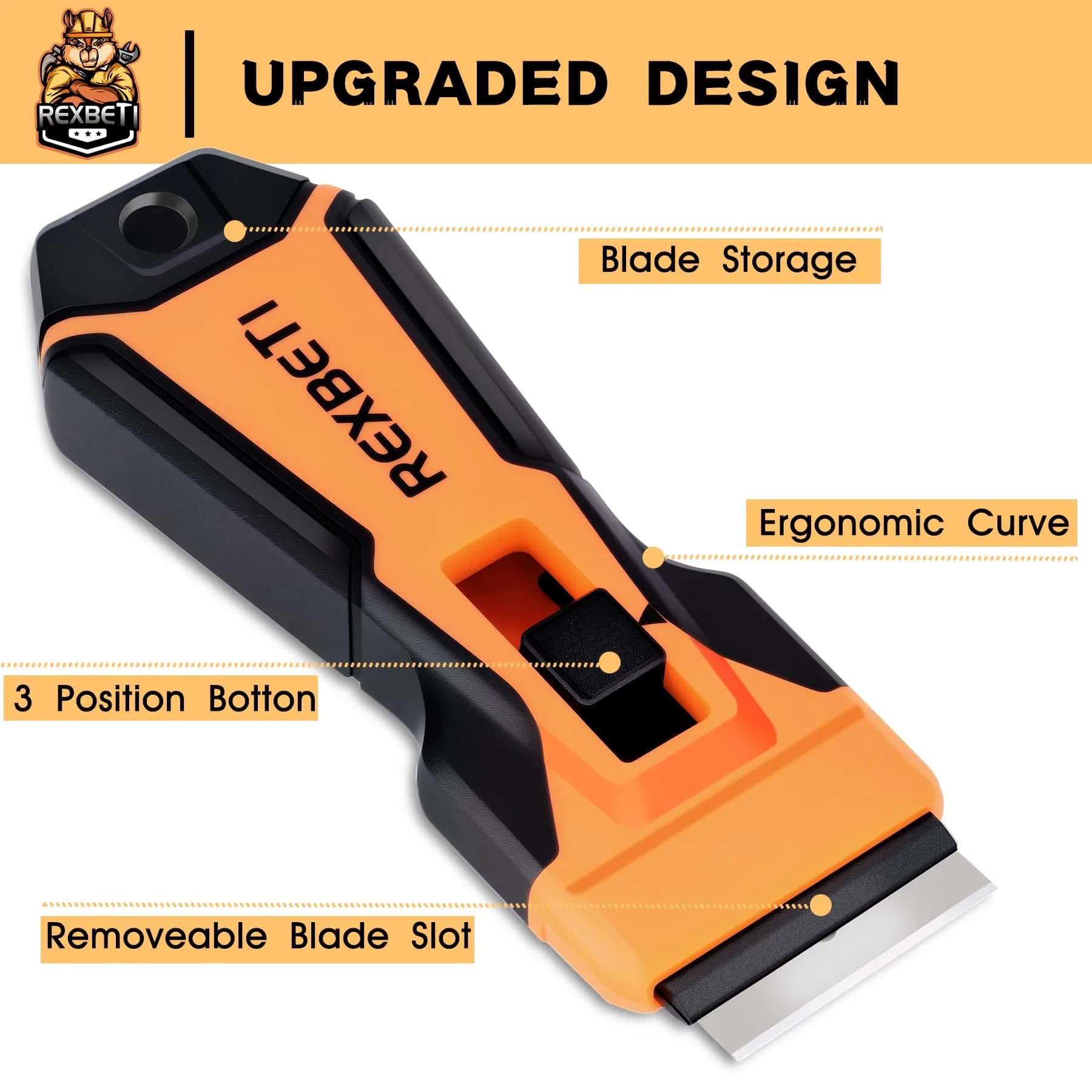 REXBETI Upgraded Razor Blade Scraper Tool | 7 Metal & 150 Plastic Blades for Glass, Stovetop, Walls - view 6