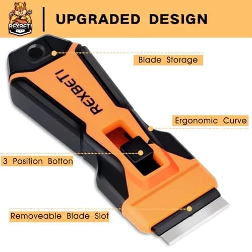 REXBETI Upgraded Razor Blade Scraper Tool | 7 Metal & 150 Plastic Blades for Glass, Stovetop, Walls thumbnail 6