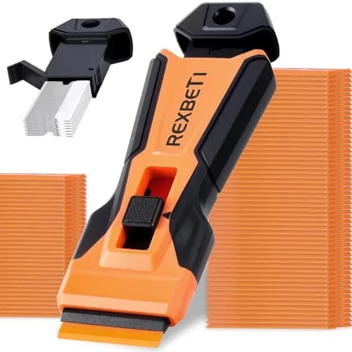 REXBETI Upgraded Razor Blade Scraper Tool | 7 Metal & 150 Plastic Blades for Glass, Stovetop, Walls thumbnail 1