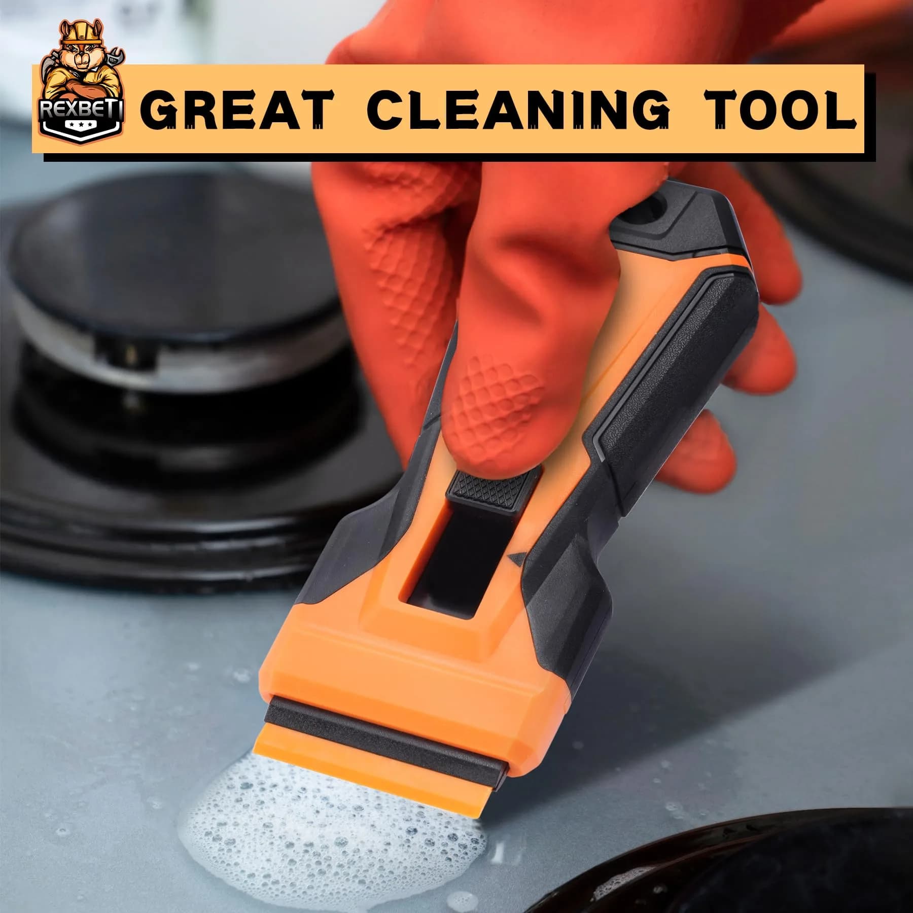 REXBETI Upgraded Razor Blade Scraper Tool | 7 Metal & 150 Plastic Blades for Glass, Stovetop, Walls - view 3