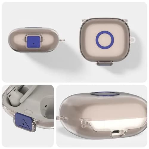Nimuw Secure Lock Case for Beats Powerbeats Pro 2, Clear Grey | Full Protection with Carabiner & Cleaning Kit thumbnail 4
