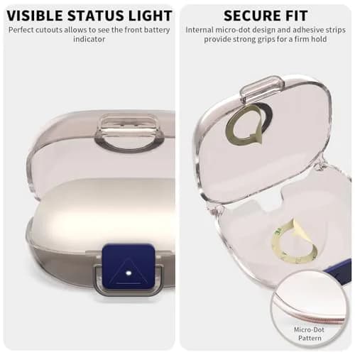 Nimuw Secure Lock Case for Beats Powerbeats Pro 2, Clear Grey | Full Protection with Carabiner & Cleaning Kit thumbnail 5