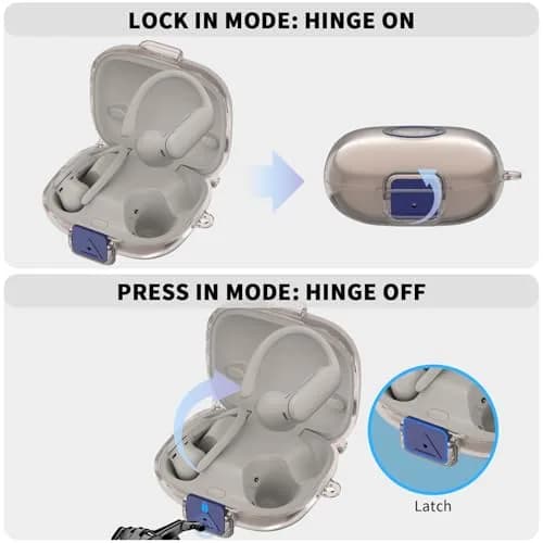 Nimuw Secure Lock Case for Beats Powerbeats Pro 2, Clear Grey | Full Protection with Carabiner & Cleaning Kit thumbnail 3