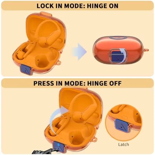 Nimuw Secure Lock Case for Beats Powerbeats Pro 2, Clear Orange | Full Body Protection with Carabiner & Cleaning Kit thumbnail 3