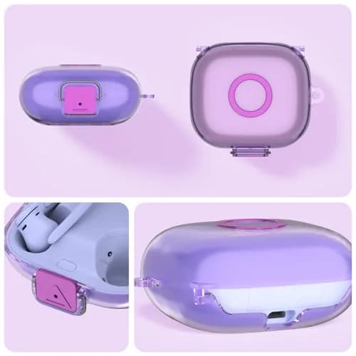Nimuw Secure Lock Case for Beats Powerbeats Pro 2 | Clear Purple TPU with Carabiner & Cleaning Kit thumbnail 4