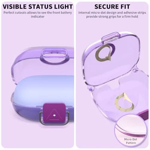 Nimuw Secure Lock Case for Beats Powerbeats Pro 2 | Clear Purple TPU with Carabiner & Cleaning Kit thumbnail 5