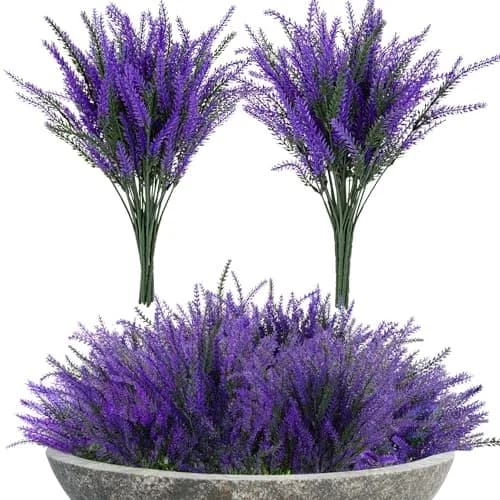 RAINFLOW Artificial Lavender Flowers 8 pcs | Outdoor Faux Lavender Plants for Patio & Indoor Decor thumbnail 1