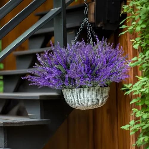RAINFLOW Artificial Lavender Flowers 8 pcs | Outdoor Faux Lavender Plants for Patio & Indoor Decor thumbnail 5