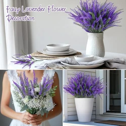 RAINFLOW Artificial Lavender Flowers 8 pcs | Outdoor Faux Lavender Plants for Patio & Indoor Decor thumbnail 6