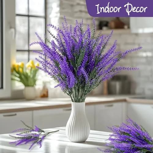 RAINFLOW Artificial Lavender Flowers 8 pcs | Outdoor Faux Lavender Plants for Patio & Indoor Decor thumbnail 3
