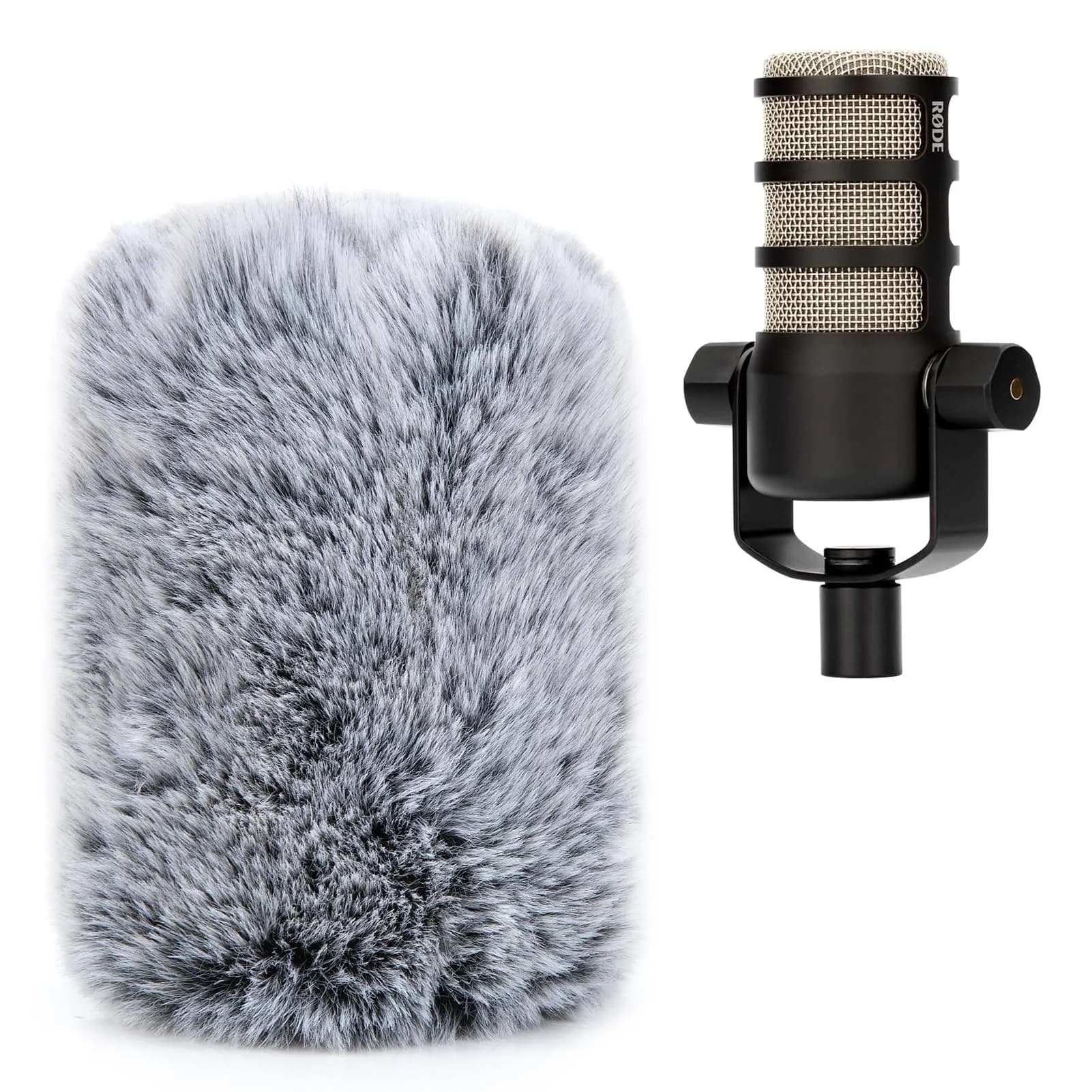 YOUSHARES PodMic Pop Filter Foam Cover - Mic Windscreen Wind Cover for Rode PodMic, Blocks Out Plosives, Black — 03_Gray Fur
