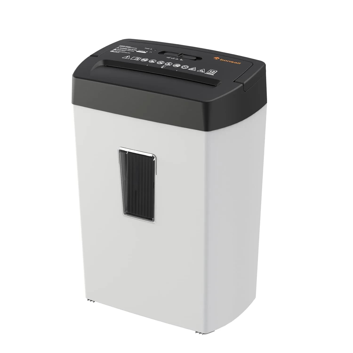 Bonsaii 12-Sheet Cross-Cut Paper Shredder, P-4 Security Level, Large Size in White and Black - main product image