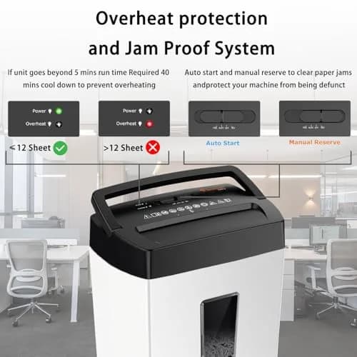 Bonsaii 12-Sheet Cross Cut Shredder 5.5 Gal (20.8 L) | P-4 Security, 5 Min Duty Cycle thumbnail 4