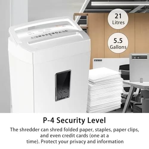 Bonsaii 12-Sheet Cross Cut Shredder P-4 Security 21.5L (5.5 Gal) | Quiet & Reliable for Home Office thumbnail 6