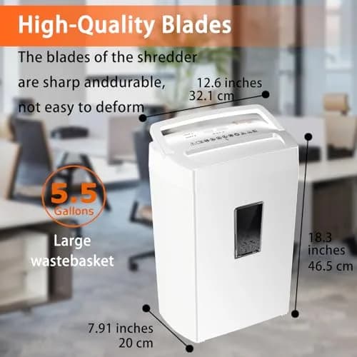 Bonsaii 12-Sheet Cross Cut Shredder P-4 Security 21.5L (5.5 Gal) | Quiet & Reliable for Home Office thumbnail 3