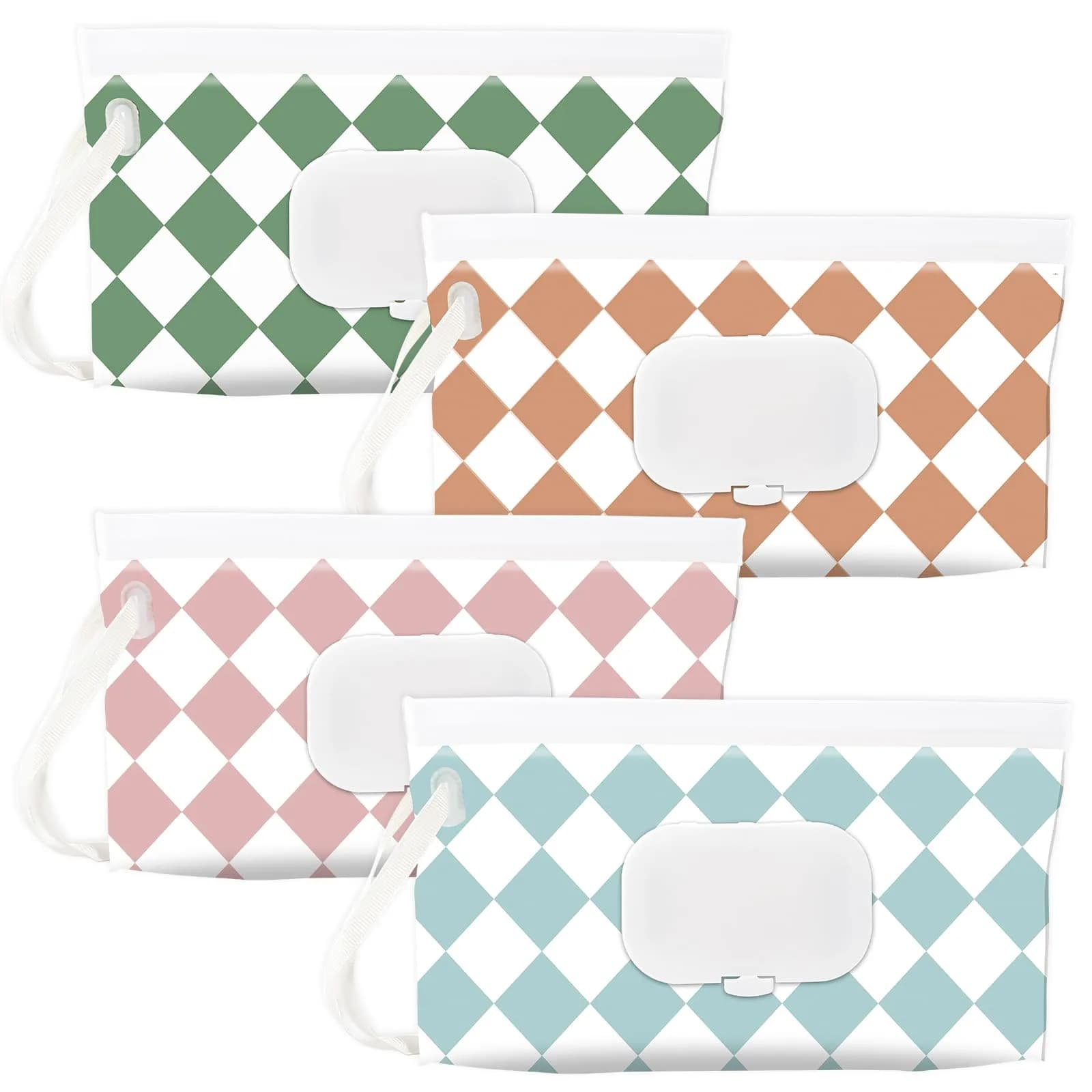 FEBSNOW Baby Wipe Dispenser Holder 4-Pack | Portable Refillable Wet Wipe Pouch 25cm (9.8") - main product image