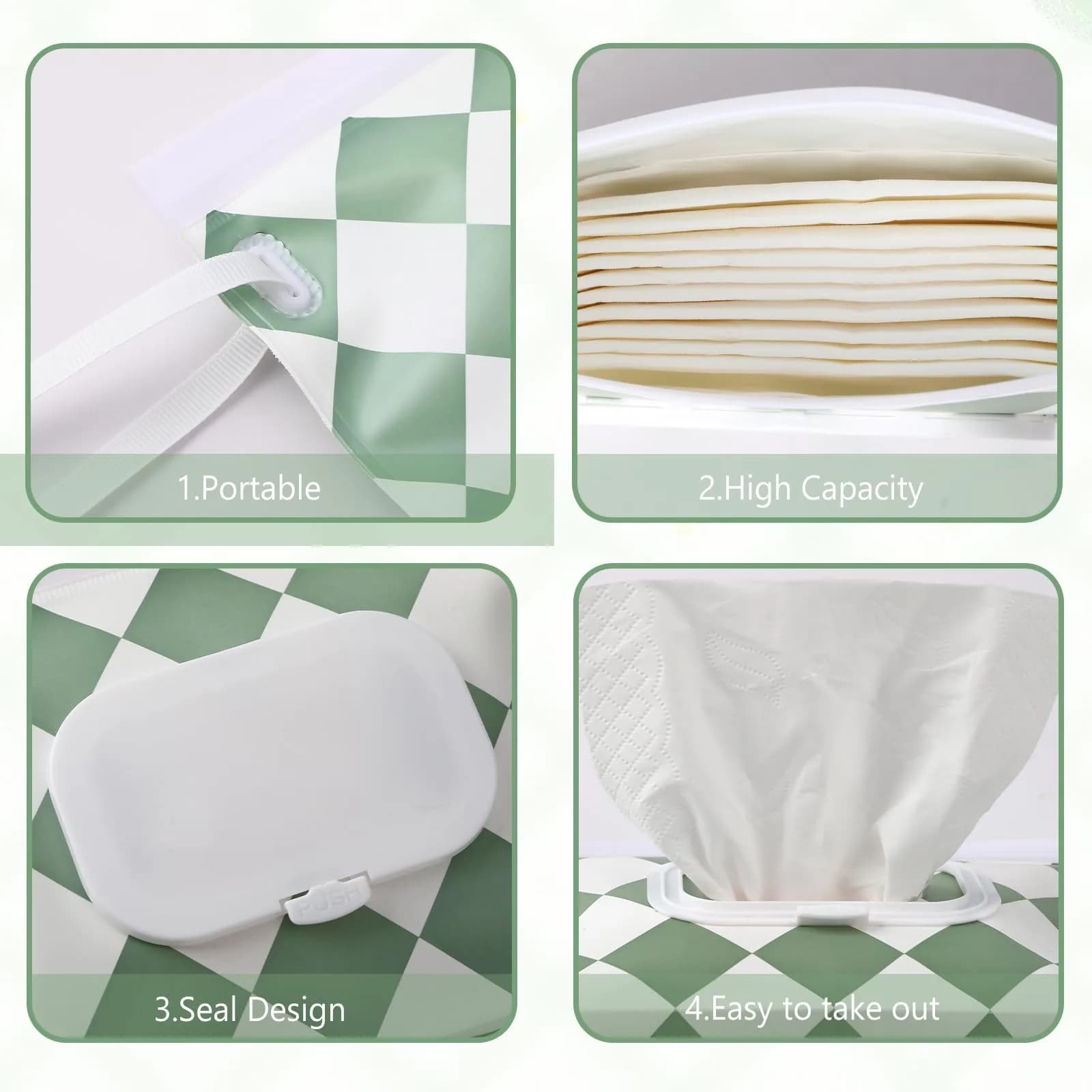 FEBSNOW Baby Wipe Dispenser Holder 4-Pack | Portable Refillable Wet Wipe Pouch 25cm (9.8") - view 3
