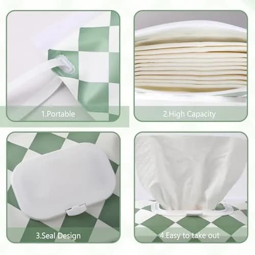 FEBSNOW Baby Wipe Dispenser Holder 4-Pack | Portable Refillable Wet Wipe Pouch 25cm (9.8") thumbnail 3