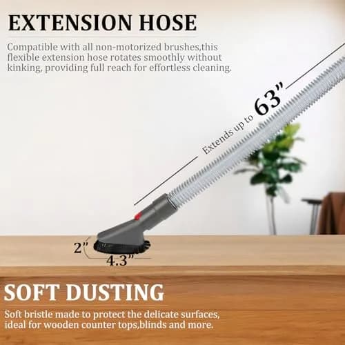 Fullclean Dyson Vacuum Cleaner Attachment Kit with Hose, Crevice Tool & Dryer Vent Cleaner (Gray) thumbnail 6