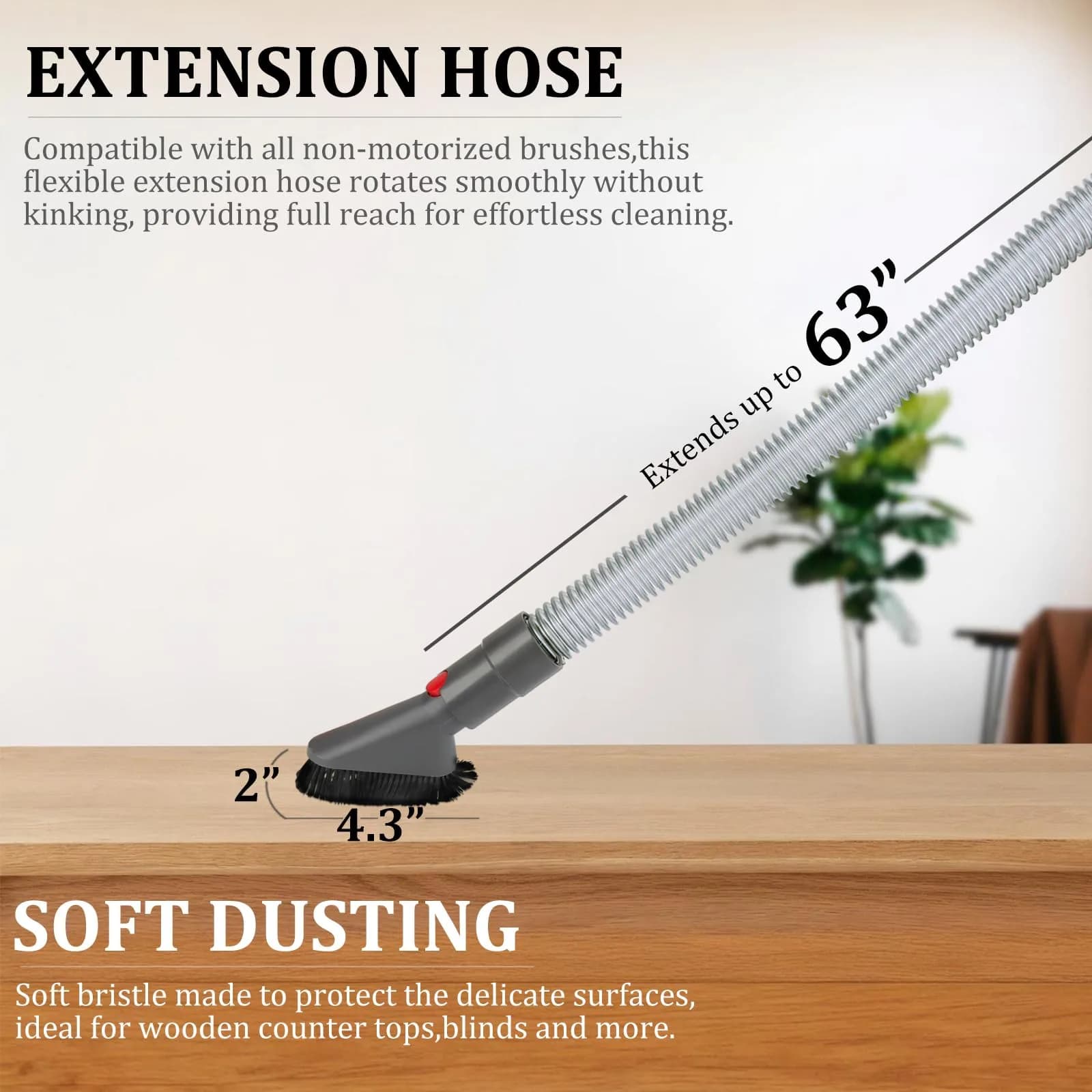 Fullclean Dyson Vacuum Cleaner Attachment Kit with Hose, Crevice Tool & Dryer Vent Cleaner (Gray) - view 6