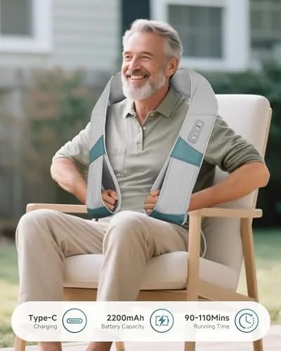 Snailax Cordless Neck Massager with Heat | Rechargeable Deep Tissue Shiatsu for Pain Relief (70-120 chars) thumbnail 3
