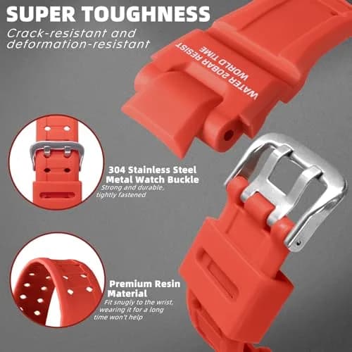 uEmoh 16mm Silicone Watch Band for Casio GW-4000/GA-1000 | Waterproof Durable Replacement thumbnail 3
