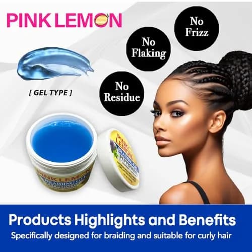 PINK LEMON Braiding Gel Peppermint 10 oz | Maximum Hold, No Flaking, High Shine thumbnail 4