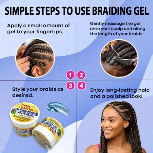 PINK LEMON Braiding Gel Peppermint 10 oz | Maximum Hold, No Flaking, High Shine thumbnail 5
