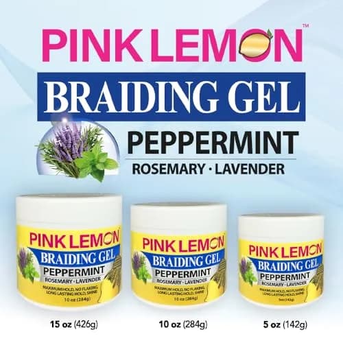 PINK LEMON Braiding Gel Peppermint 10 oz | Maximum Hold, No Flaking, High Shine thumbnail 6