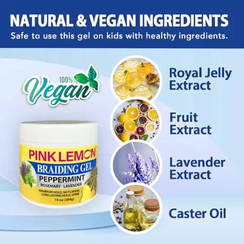 PINK LEMON Braiding Gel Peppermint 10 oz | Maximum Hold, No Flaking, High Shine thumbnail 3